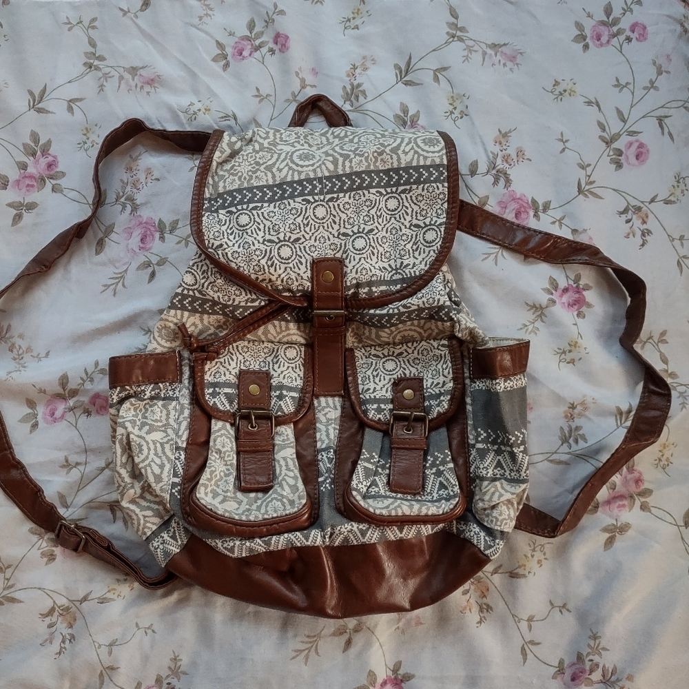 White Floral Mini Backpack